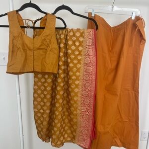 Golden Yellow Traditional Outfit Set-Saree